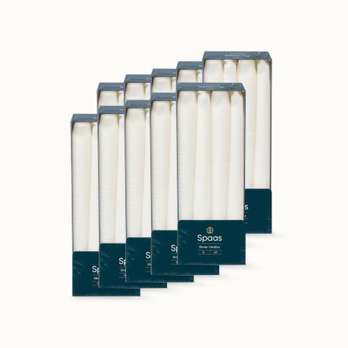 Spaas 10 Boxes of 8 Unscented Elegant Taper Candles, 23/250mm, ± 8 Hours, White