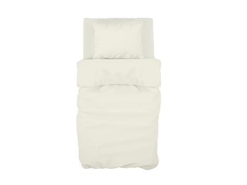 GEMITEX Single Bed Sheet Set, 100% Cotton, Beige, Plain Colour, Anti-pilling and Hypoallergenic, Made in Italy Design, Includes Top Sheet 150 x 280 cm, Fitted Bottom 90 x 190 cm, 1 Pillowcase