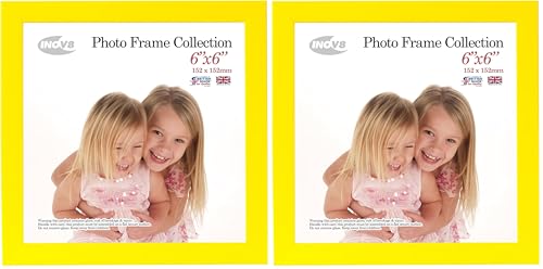 INOV8 Framing PFVS-CAYE-66 Photo Frame Canary Yellow 6x6 1PK, Wood (Pack of 2)