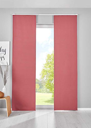 Gardinenbox Newyork 202020680-2 Set of 2 Blackout Sliding Curtains H x W 145 x 60 cm Dusky Pink Panel Carrier Opaque Thermal Sliding Curtain