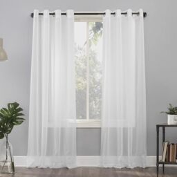 "No. 918 Sheer Voile Grommet Curtain, White, 59"" x 63"" Panel"