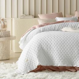 ROOM99 Molly Elegant White Bedspread 200 x 220 cm – Versatile Bed Throw or Sofa Throw, Quilted Bedspread – Ideal as a Bedspread