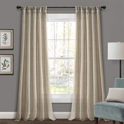 "Lush Decor Burlap Knotted Tab Top Window Curtain Panel Pair, 108"" L x 45"" W, Dark Linen"
