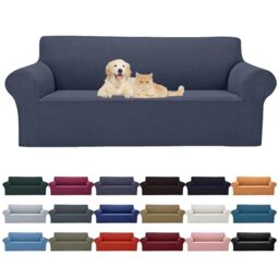 Cupuamon 2025 New Stretch Oversized Sofa Slipcovers Couch Sofa Cover for 4 Seater Furniture Protector Covers with Elastic Bottom Jacquard Fabric Small Checks for Pets, Kids - Charcoal