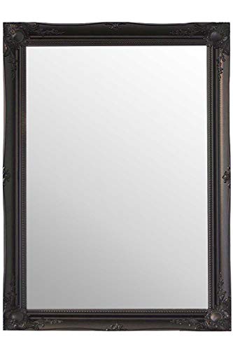 FRAMES BY POST Large Black Mirror Antique Design Ornate Over Mantle 3ft6 x 2ft6