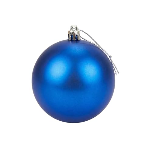 20cm Large Dark Blue Bauble PVC Shatterproof Matt Finish Christmas Balls Ornament - Festive Xmas Tree Hanging Decorations, Round Ornament for Holiday Home Decor