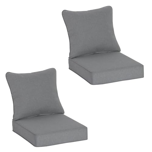 COZYVIDA Indoor/Outdoor Deep Seat Patio Cushions seat(24x24x4.7 inch),Back(25x22.5 inch) : Resilient Foam Filling, Weather Resistant Patio Cushions,2 Sets,Light Grey