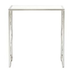 Premier Housewares Set of 2 Side Tables For Bedroom Small Sized Side Table For Bedside With Leaf Patterns And Arabesque Design Contemporary Furniture With Silver Finish 61 x 40 x 66