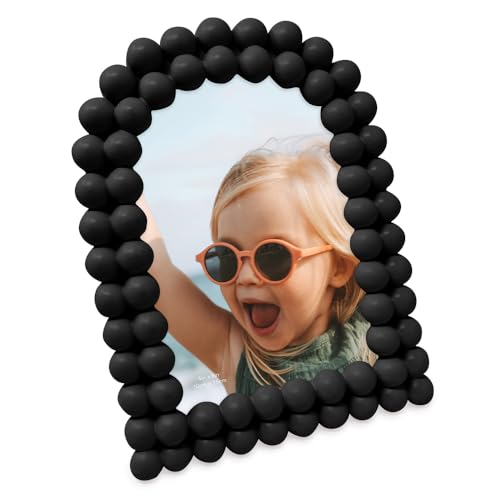 Isaac Jacobs 4x6 Matte Black Double Bauble Arch Photo Frame with Black Fabric Easel, Tabletop, Wall-Mountable, Shelf and Desk, Decorative Art Design, Home D??cor (4x6, Matte Black)