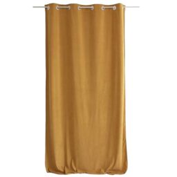 ED ENJOY HOME Velvet Curtain with Silver Eyelets Mustard Yellow 140 x 260 cm 100% Polyester Oeko-TEX Certified Fabric Calin Collection