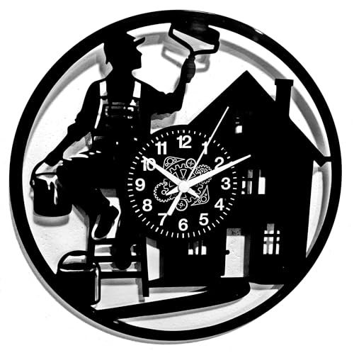 Instant Karma Clocks - Wall Clock for Painters – Painter Silhouette – Unique Decor for Craftsmen and Artists - Office Home Silent Non-Ticking
