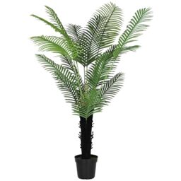 HOMCOM 175cm Artificial Areca Palm Tree with 16 PE Leaves Plastic Pot Green