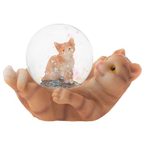 Elanze Designs Striped Tabby Cat and Kitten Magical Whimsical Tabletop Dresser Nightstand Figurine Miniature 45MM Sturdy Polyresin Glitter Water Snow Globe Decoration