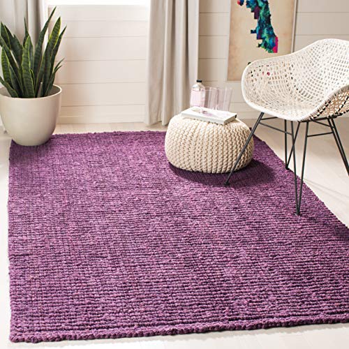 Safavieh Natural Fiber Indoor Hand Made Rectangle Area Rug, Natural Fiber Collection, NF447, in Purple, 152 X 244 cm for Living Room, Bedroom or Any Indoor Space
