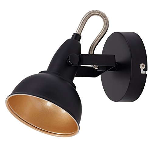 BRILONER - Adjustable Wall Light, Vintage, E14 Socket, max. 40W, Retro Wall Lamp, Indoor Sconce, Bedside Wall Lights, Living Room Spotlight, Bedroom Light Sconce, 15.6 x10 cm, Black-Gold