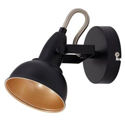 BRILONER - Adjustable Wall Light, Vintage, E14 Socket, max. 40W, Retro Wall Lamp, Indoor Sconce, Bedside Wall Lights, Living Room Spotlight, Bedroom Light Sconce, 15.6 x10 cm, Black-Gold