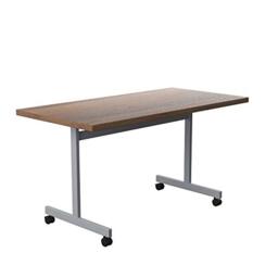 Office Hippo Office Table, Sturdy & Stylish Tilting Table Desk, Work Table For Home Office, Versatile Computer Table For Meeting Room or Boardroom, 5 Year Guarantee - Dark Walnut/Silver