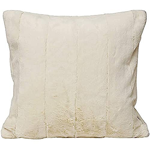 "Riva Paoletti Empress Square Feather Filled Cushion Super Soft Faux Fur-Reversible-Zip Closure-Machine Washable-100 Case (18"" x 18"" inches), Polyester, Cream, 45 x 45cm"