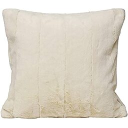 "Riva Paoletti Empress Square Feather Filled Cushion Super Soft Faux Fur-Reversible-Zip Closure-Machine Washable-100 Case (18"" x 18"" inches), Polyester, Cream, 45 x 45cm"