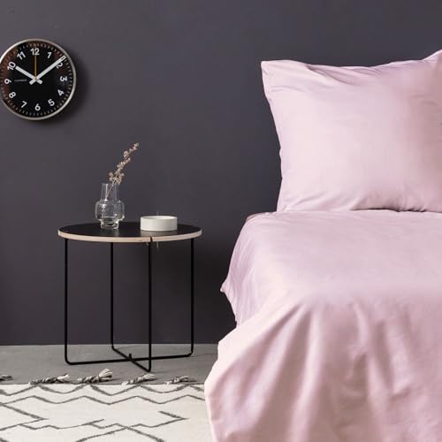 Nuit Des Rêves Luxurious Satin Single XXL Quilt Cover Set, Light Pink, 155 x 220 cm, 100% Cotton Satin, 210 Thread Count, Machine Washable at 30°C, Soft & Elegant Bedding