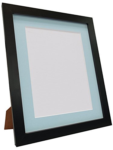 Q7 Picture Photo and Poster Frame, Black with Blue Mount, 24 x 20 Inch Image Size 50 x 40 cm, Plastic Glass