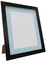 Q7 Picture Photo and Poster Frame, Black with Blue Mount, 24 x 20 Inch Image Size 50 x 40 cm, Plastic Glass