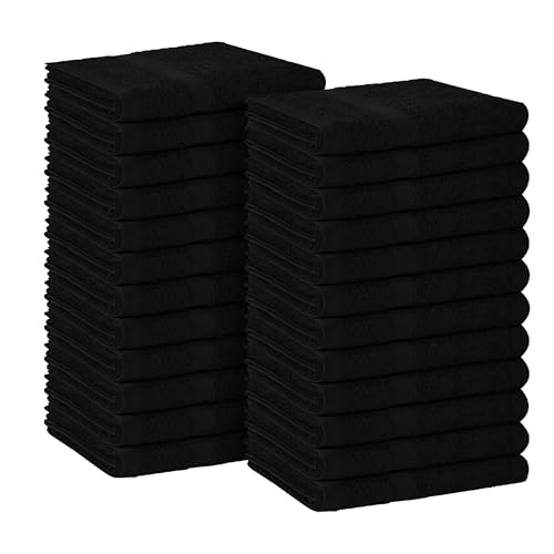 Avalon 24 Pack Black 100% Cotton 16x27 Inch Highly Absorbable Facial & Gym Hand Towels