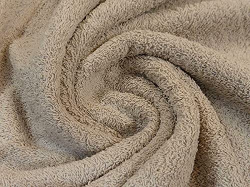 Double Sided Cotton Terry Towelling Fabric Material LT Taupe, 1Mtr 150cmx100cm