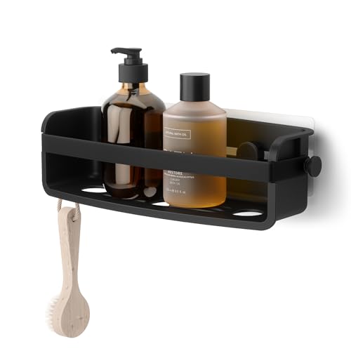 Umbra Flex Adhesive Shower Shelf for Bathroom, Black - Strong adhesive backing, secure mounting, easy installation