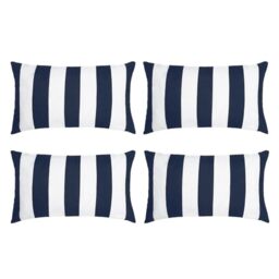 tiggell 4 Pack Waterproof Pillow Covers Outdoor Throw Pillowcases Decorative Garden Cushion Case for Home Garden Patio Couch Balcony Striped (Blue & White, 12 * 20 inch)