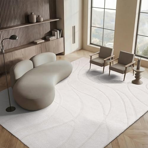 SAFAVIEH Shag Rug for Living Room, Dining Room, Bedroom - Florida Shag Collection, High Pile, in Cream, 183 X 274 cm