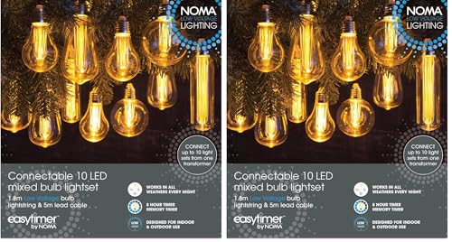 Noma Connectable String Lights, 10 Low Voltage Edison Style Bulbs, 6.8 m (Pack of 2)