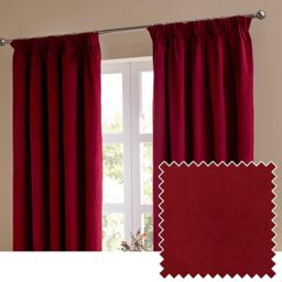 furn. The Ultimate Velvet Blackout Pencil Pleat Curtains (Red-168x137cm)