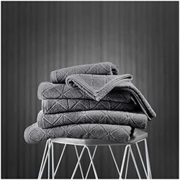 GC GAVENO CAVAILIA Luxury Egyptian Cotton 2 Pack Super Soft 600 GSM Geo Triangle Absorbent Bath Sheet, 90x140 Cm, Charcoal