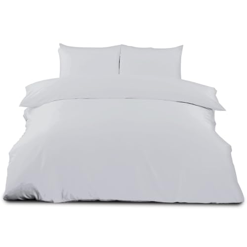 GC GAVENO CAVAILIA Double Size Plain Duvet Cover Set - Soft, Comfy & Breathable Luxury Bedding, Easy-Care Washable Bed Linen, White