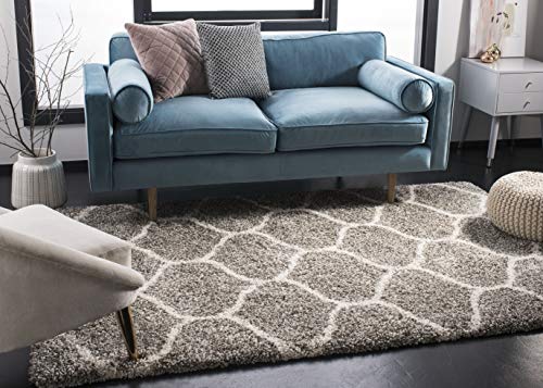Safavieh Shaggy Indoor Woven Rectangle Area Rug, Hudson Shag Collection, SGH280, in Grey / Ivory, 91 X 152 cm for Living Room, Bedroom or Any Indoor Space