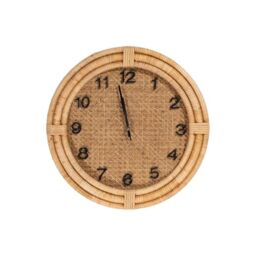 Romimex Wall Clock Brown Wicker Spruce Wood MDF 46 x 46 x 6 cm