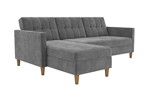 DHP Hartford Sectional Sofabed Chenille Grey, 153x213x82cm (DxWxH)