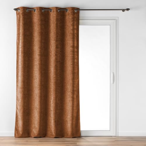 Douceur d'Intérieur, Velvet Curtain with Eyelets 140 x 260 cm Glass Camel