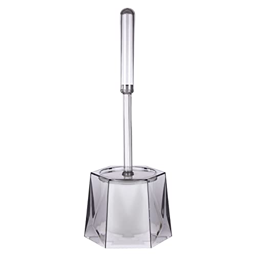Premier Housewares Grey Toilet Roll Holders Free Standing Acrylic Brush Holder Hexagon Toilet Brushes And Holders Sets Diamante Detailed Freestanding Toilet Roll Holder 13 x 37 x 15