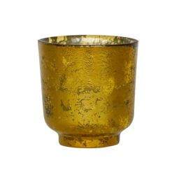 Ivyline Metallic Candle Holder in Gold - Modern Glass Candlestick - Elegant Table Centrepiece Decoration - H15 x W13.3 cm