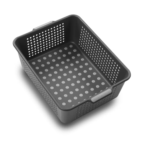 madesmart Medium Basket, Granite, Pack of 1 - non slip feet, rounded corners, side handles, easy carry, soft grip bottom, general storage, woman owned