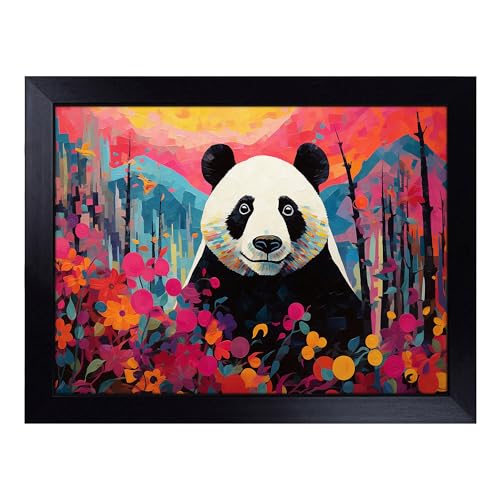 Lap Tray with Bean Bag Cushion, Panda Orphism - Handmade in the UK, Raised Wooden Edge, Padded Cushion, Heat-Resistant Wipe-Clean Surface, for Meals, Laptops and Crafts
