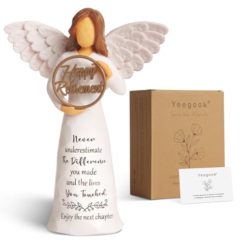 "Yeegook Retirement Gift for Women, Happy Retirement Gifts for Women Teacher Nurse Friend Coworker, Goodbye Farewell Retired Gifts, 6"" Retirement Angel Figurine"