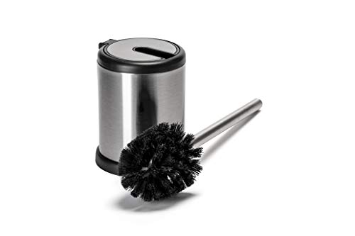 Croydex Auto Closing Toilet Brush, Chrome, H 385mm x W 144mm x D 114mm