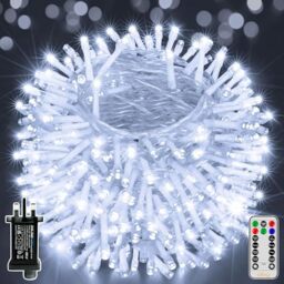 Ollny Fairy Lights Mains Powered, 80m 800 LED Outdoor String Lights, Cool White Waterproof Garden Light with Plug/Timer/8 Modes/Dimmable for Outside/Indoor/Window/Wedding Decorations