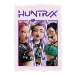 K Pop Demon Hunters Officially Licenced Fleece Blanket - Super Soft Warm Fleece With Sherpa Back - Pink Ready Design - Perfect For Home, Sleepovers & Camping - 120 x 150 cm