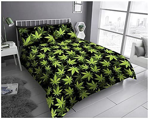 GC GAVENO CAVAILIA Duvet Set, Polycotton, Black/Green, Single