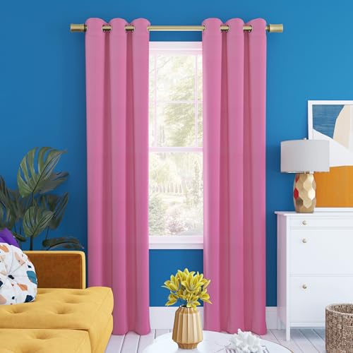 "Sun Zero Halton Bright Vibes 100% Blackout Grommet Curtain Panel, 40"" x 84"", Pink"