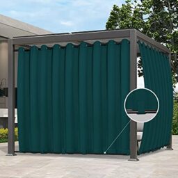 Easy-Going Outdoor Curtains Waterproof Windproof Weatherproof Curtain for Patio, Cabana, Porch, Pergola and Gazebo, Grommet Top and Tab Bottom Drape, 1 Panel, 150x108 inch, Teal